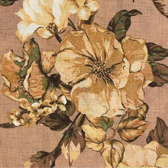 MNG Linen Blouse Women’s Sz 6 Floral Button Up Fall Nude Floral Oversized Sz 6 - Picture 7 of 11